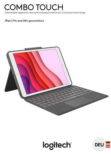 Image du produit Logitech Combo Touch (DE, iPad 2019 (7e gène), iPad 2020 (8. Gen), iPad 2021 (9e génération))