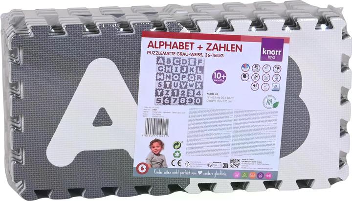 Produktbild Knorrtoys Puzzlematte - "Alphabet + Zahlen" grau-weiss (180 x 180 cm)