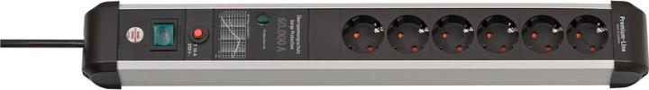 Brennenstuhl 1391010601 Bâti de prises avec interrupteur argent-noir contact de protection 1 pce (6 x, CEE 7/3, 5 m)
