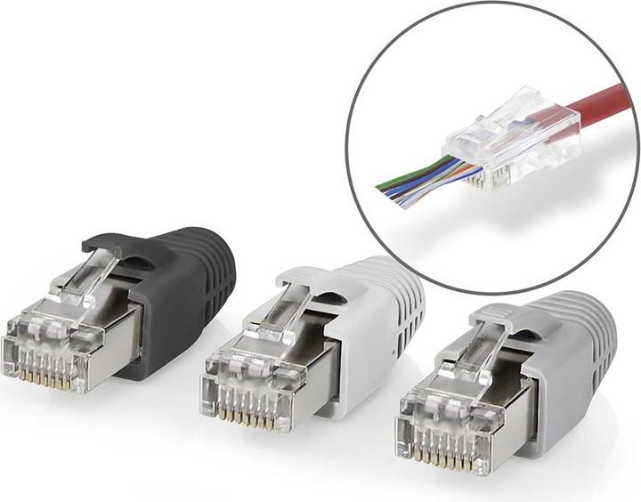 Immagine prodotto Nedis CCBW89370GY Spina RJ45 passante FTP CAT6 fissa/stranded diritta placcata oro 10 pz. (FTP, CAT6, 10 m)