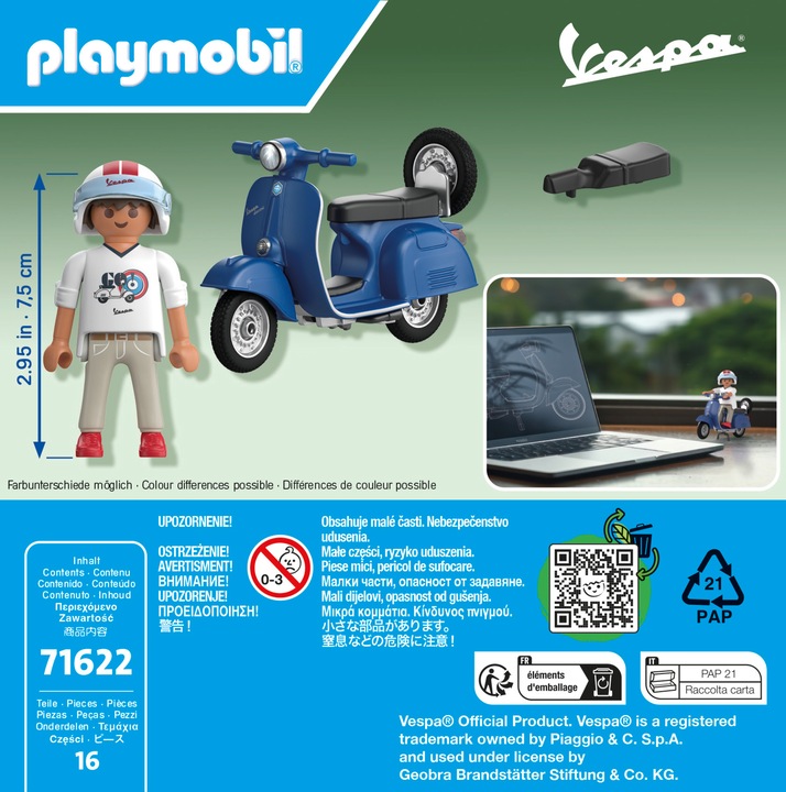 Image du produit Playmobil 1969 Vespa 150 Sprint Veloce, bleu (71622, Playmobil City Life)