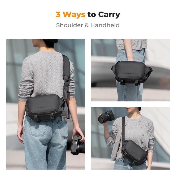 Immagine prodotto K&F Concept Sling Bag 4L Urban Wander 12 (Black) (Borsa a tracolla per fotocamera, 4 l)