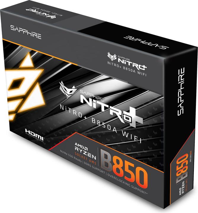 Productafbeelding Sapphire NITRO+ B850A WIFI7 1xHDMI 1.4 1xDP 1.2 (AM5, AMD B850, mATX)
