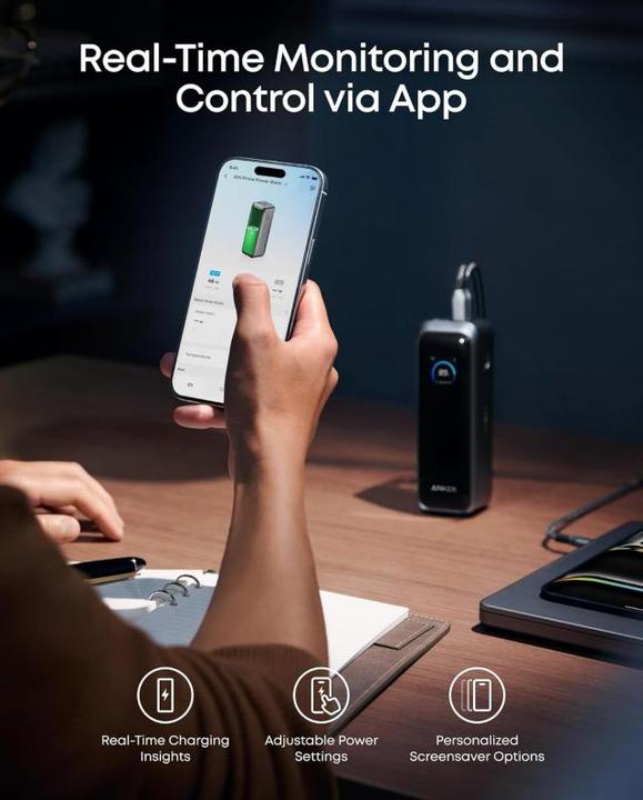 Actual product image Anker Prime Dual USB-C + USB-A Schnellladegerät Powerbank 20.000mAh Silber (20100 mAh, 220 W, 72.36 Wh)