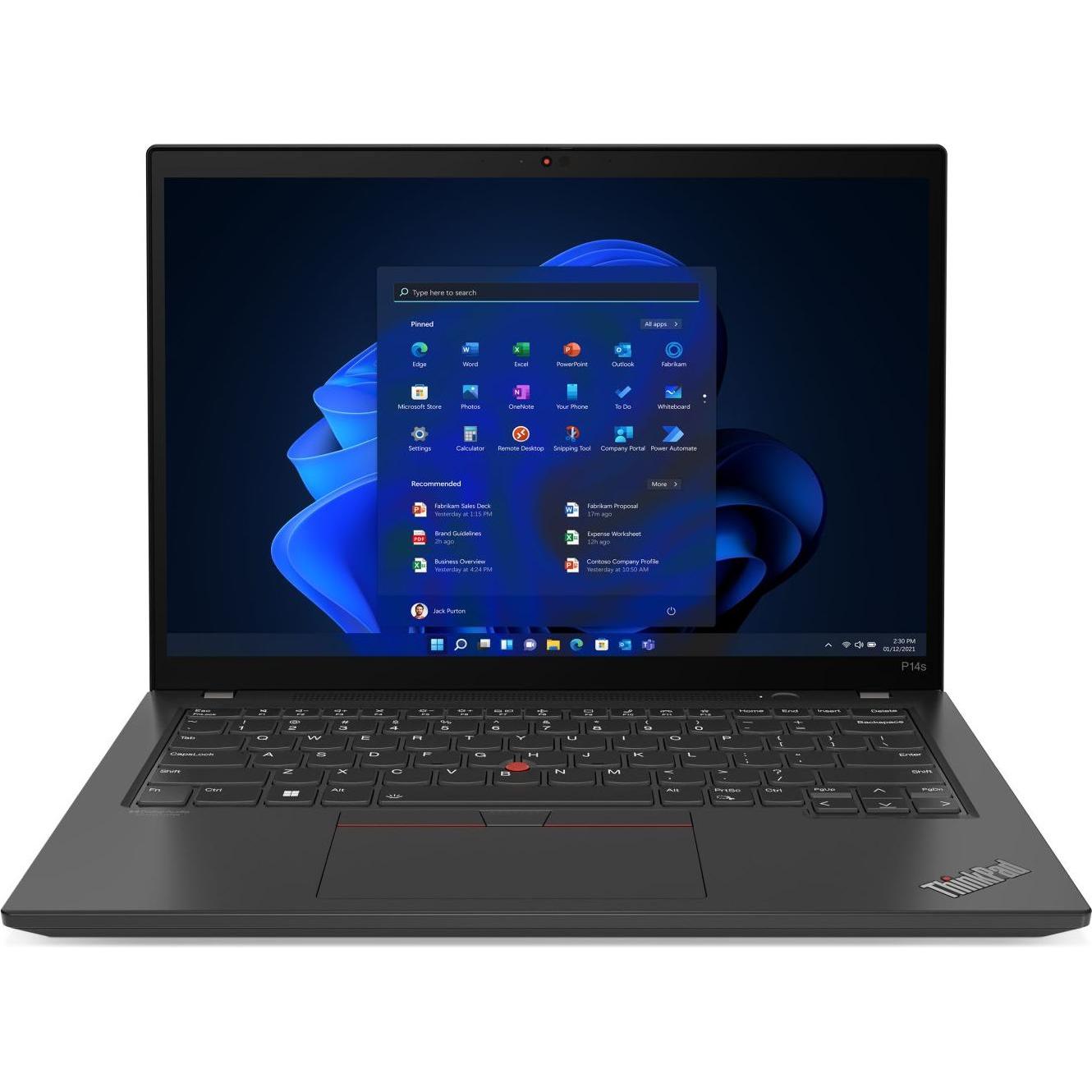 Lenovo ThinkPad P14s Gen 4 (14", 1073.74 GB, 34.36 GB, DE, Intel Core i7-1370P), Notebook, Schwarz