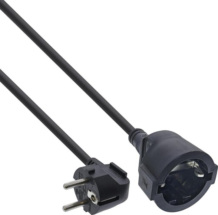 Actual product image InLine Power extension earth contact plug angled / socket, black, 10m (10 m, CEE 7/3)