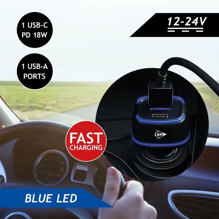 Immagine prodotto Dunlop Caricatore da auto USB A + USB C