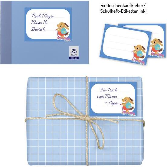 Dabelino, Geschenkverpackung, Geschenkpapier-Set Einschulung für Jung (Geschenkpapier, 4 x)
