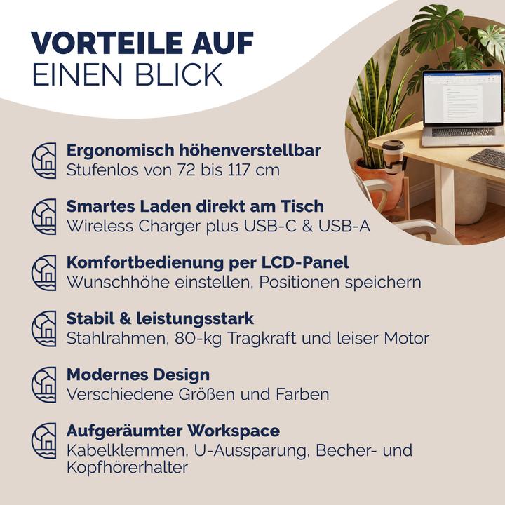 Image du produit Casaria Höhenverstellbarer Schreibtisch