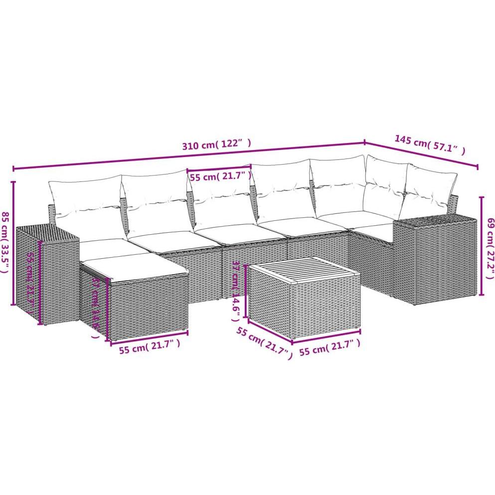 Thumbnail - VidaXL, Gartenlounge, 10-tlg. Garten-Lounge-Set mit Kissen