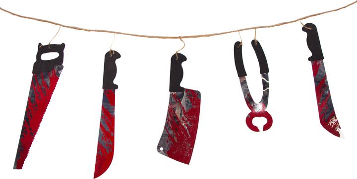 Widmann Halloween Girlande Blutiges Werkzeug: Horror Halloween Deko (1 Stück)