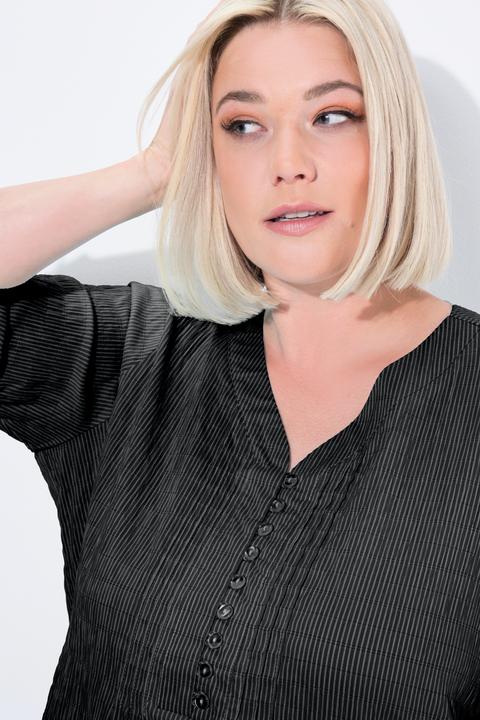 Actual product image Ulla Popken Textured Stripe Pintuck Blouse (50, 52)