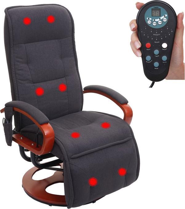 Actual product image Swisshandel24 Relax lounger ARLES II, relax armchair massage armchair, WITH massage fabric/textile - dark grey