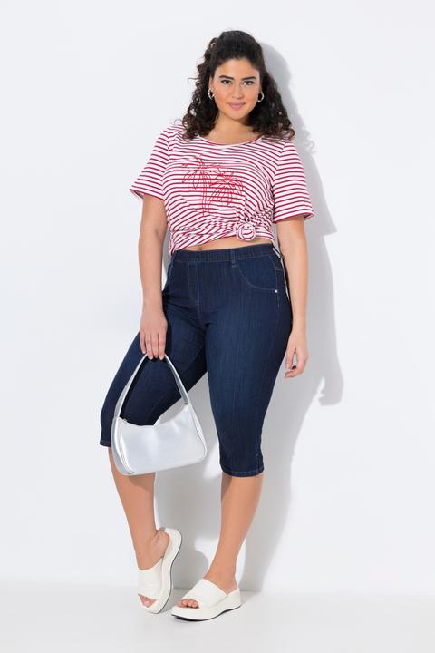 Immagine prodotto Ulla Popken Jeans Capri modello Sienna con taglio della gamba aderente e cintura elastica (50)