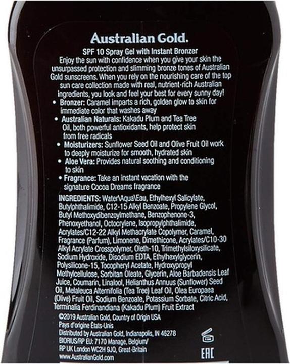 Actual product image Australian Gold Gel with bronzer (Sun spray, Sun gel, Up to SPF 10, 237 ml)