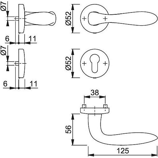 Hoppe, Türgriff + Fenstergriff, Genova M1535/19KV/19KVS Türgriffgarnitur PZ (Türgarnitur)