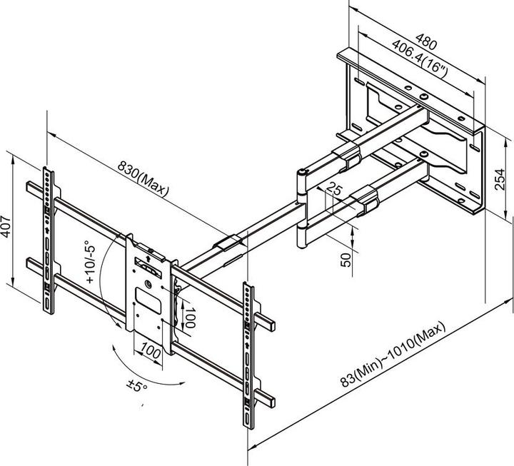 Produktbild Multibrackets 6539 (Wand, 40 kg, 42" - 75")