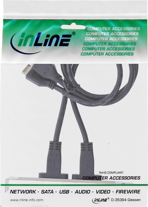 Actual product image InLine ® Slot bracket USB Type-C to USB 3.1 front panel Key-A internal, 0.5m (0.50 m, USB 3.2 Gen 2)