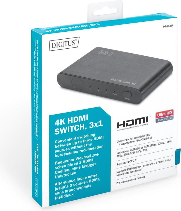 Image du produit Digitus Commutateur UHD HDMI, 3x1