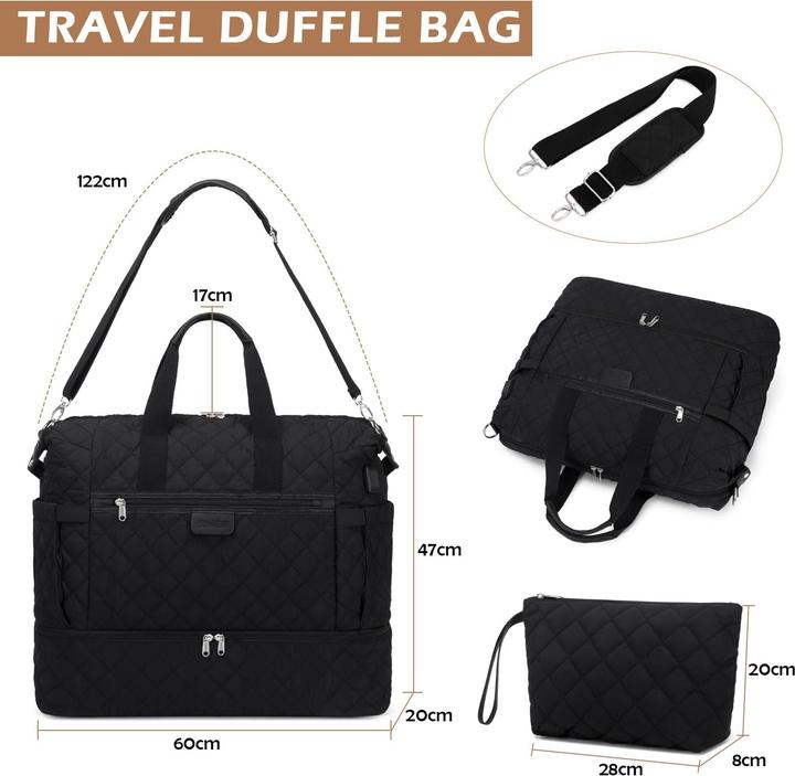 Produktbild Only-Bags.Store Reisetasche Krankenhaustasche Geburt mit Schuhfach Grosser Handgepäckbeutel Seesack mit Kulturbeutel (55 l)