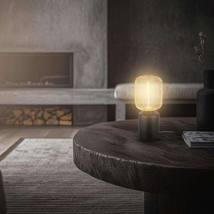 Image du produit Briloner RIST LED Tischleuchte mit Drahtgeflecht - Schwarz, Gold (120 lm, E27)