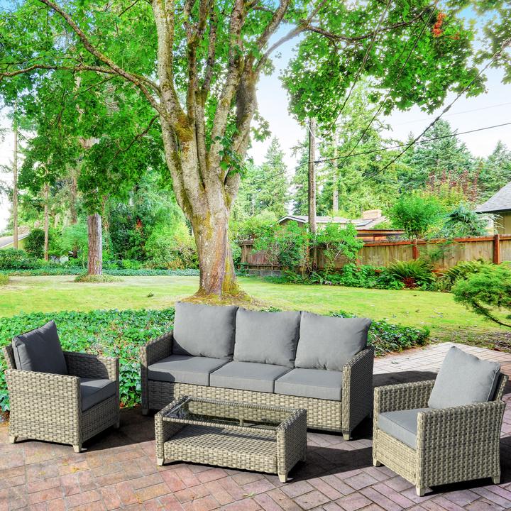 Produktbild Outsunny Polyrattan Set Gartengarnitur mit Couchtisch