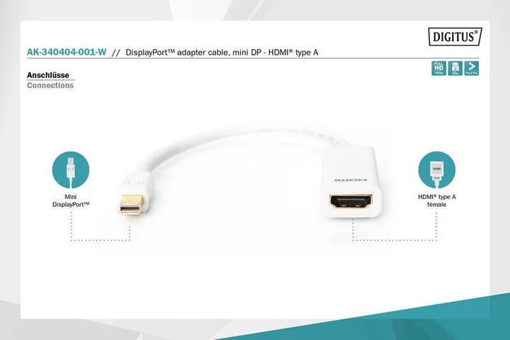 Produktbild Digitus Mini DP zu (HDMI, Mini DP, 15 cm)