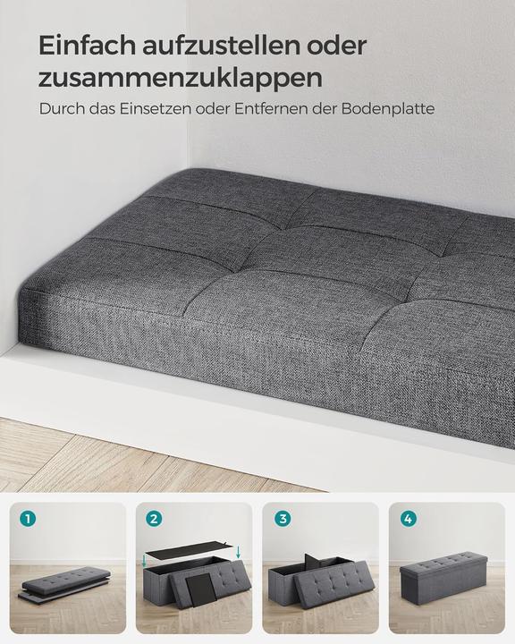 Produktbild Songmics Sitzbank Stauraum Klappbar 300kg Belastbar Schiefergrau (110 cm)