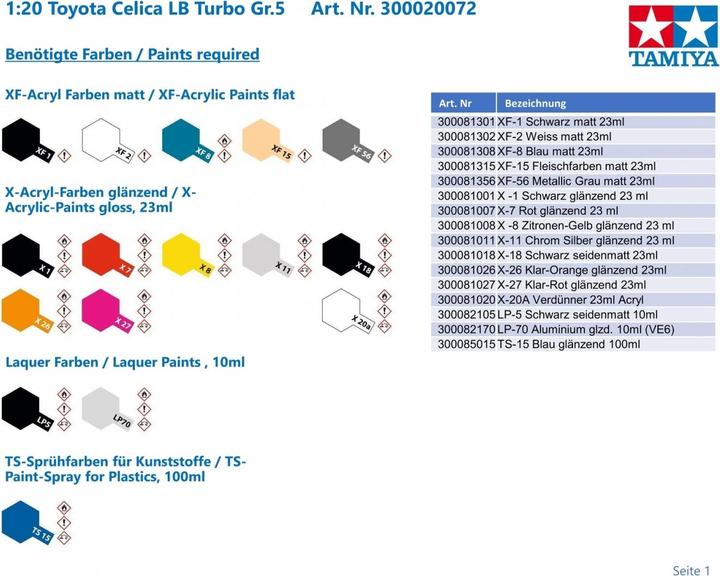 Actual product image Tamiya 1:20 Toyota Celica LB Turbo Gr.5