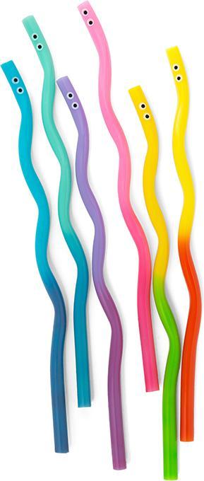 Produktbild Kikkerland Wiggly Worm Color Changing Straws (6x)