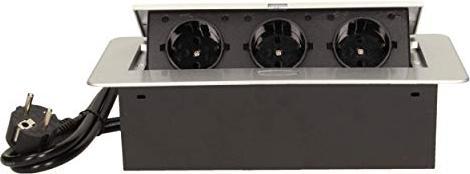 Actual product image MGA ORNO OR-AE-1337(GS) Recessed built-in socket strip 3-fold 3600W, ready for connection with 1.5m (3 x, 1.50 m)