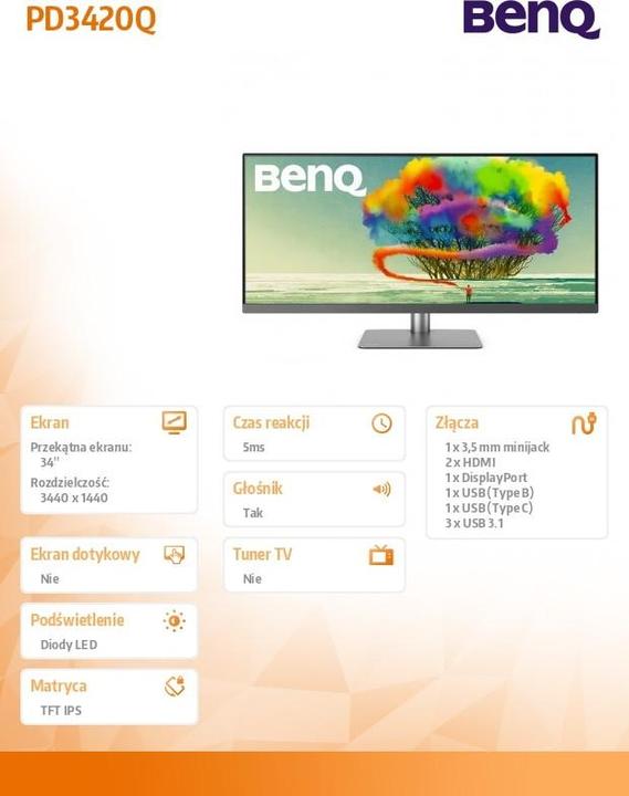 Produktbild BenQ PD3420Q (3440 x 1440 Pixel, 34")