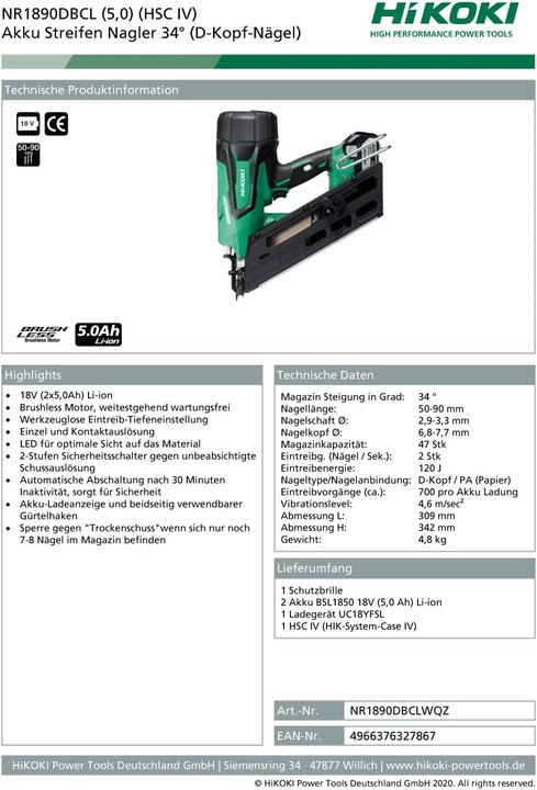 Produktbild Hikoki NR1890DBCL