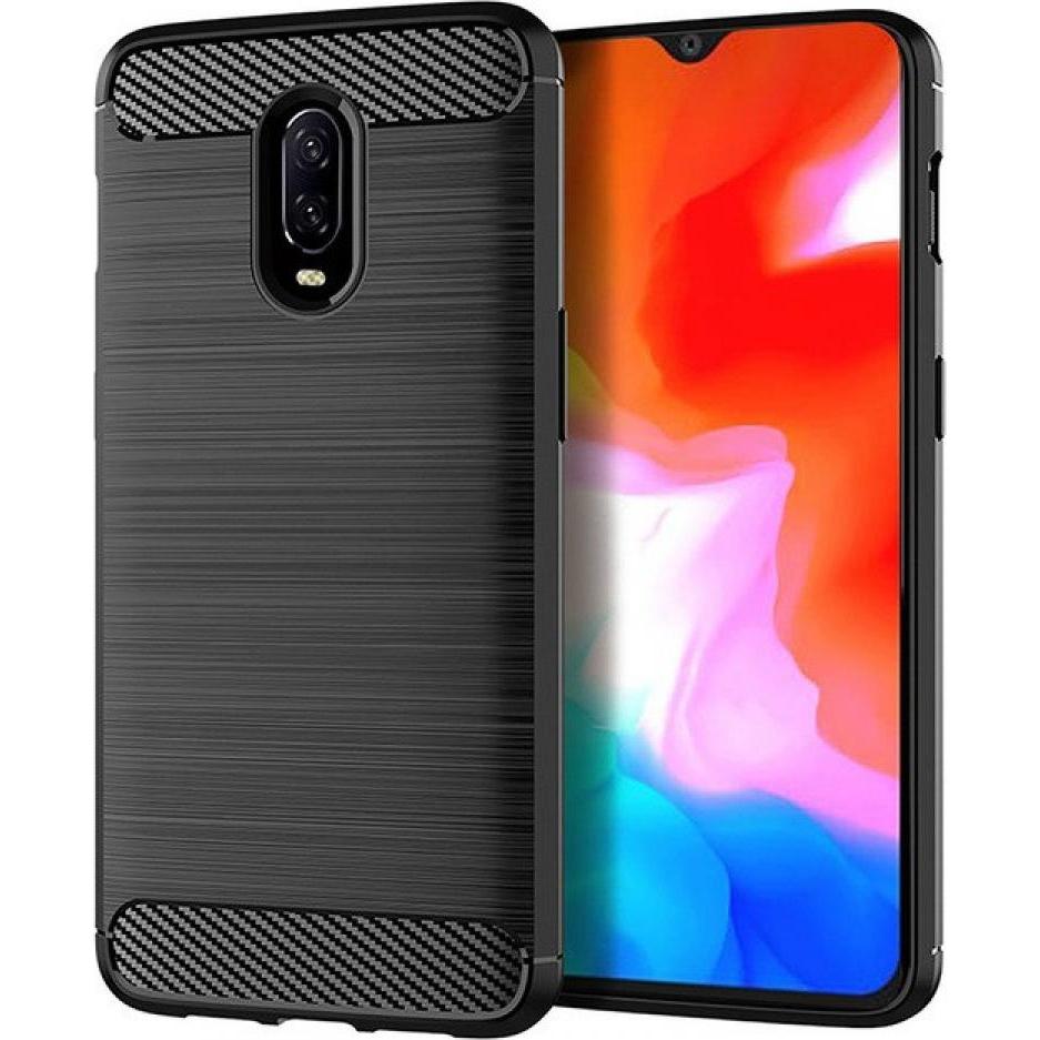 Screenguard OnePlus 6T Hülle Carbon Brushed Soft TPU (OnePlus 6T), Smartphone Hülle, Schwarz