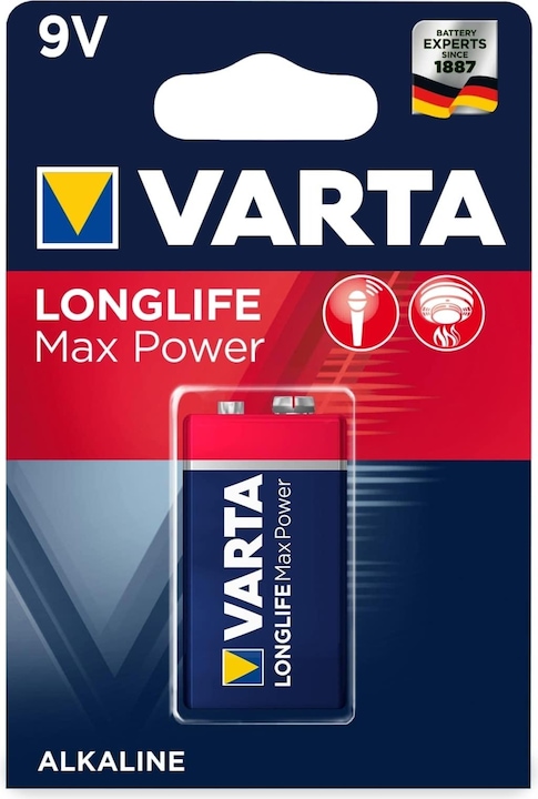 Actual product image Varta Longlife Max Power (1 pcs., 9V Block, 640 mAh)