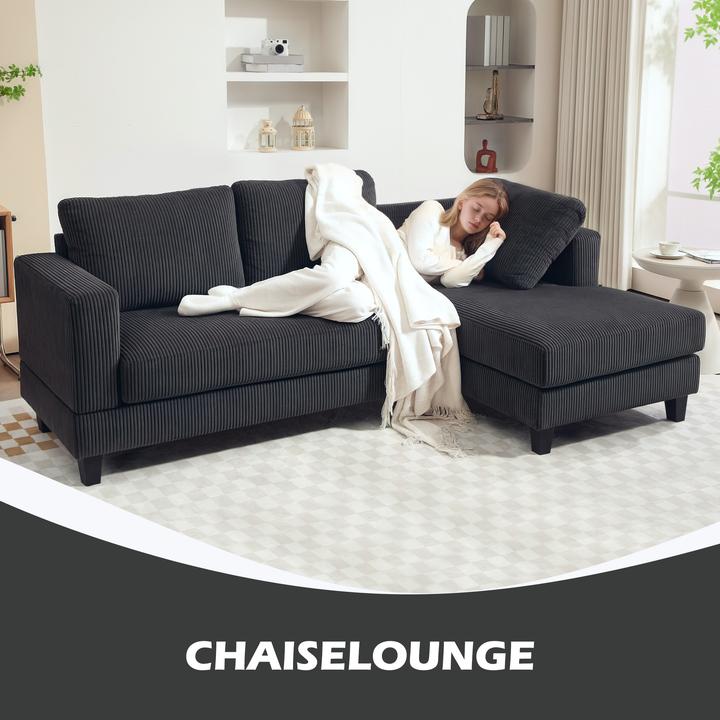 Actual product image Homcom Ecksofa Polyester, Schaumstoff Dunkelgrau (3-seater, Corner sofa)