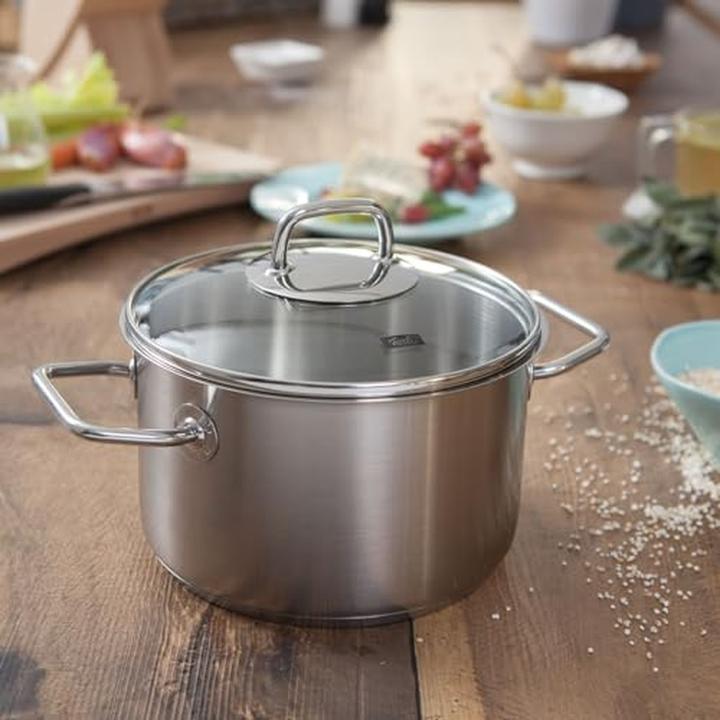 Immagine prodotto Fissler pentola viseo a induzione con coperchio in metallo acciaio inox 24 cm Ø 5,7 L (24 cm, Pentola, Acciaio inossidabile)