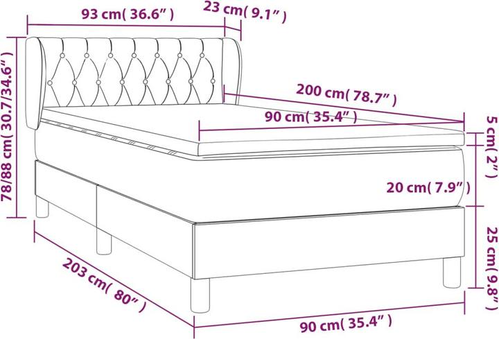 Immagine prodotto vidaXL Boxspringbett (90 x 200 cm)
