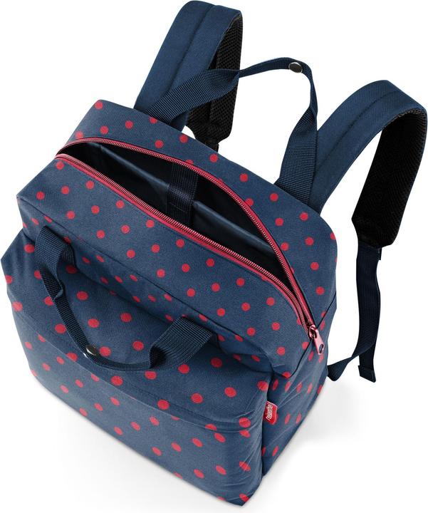 Produktbild reisenthel Rucksack Allday M Mixed Dots Dunkelblau/Rot (15 l)