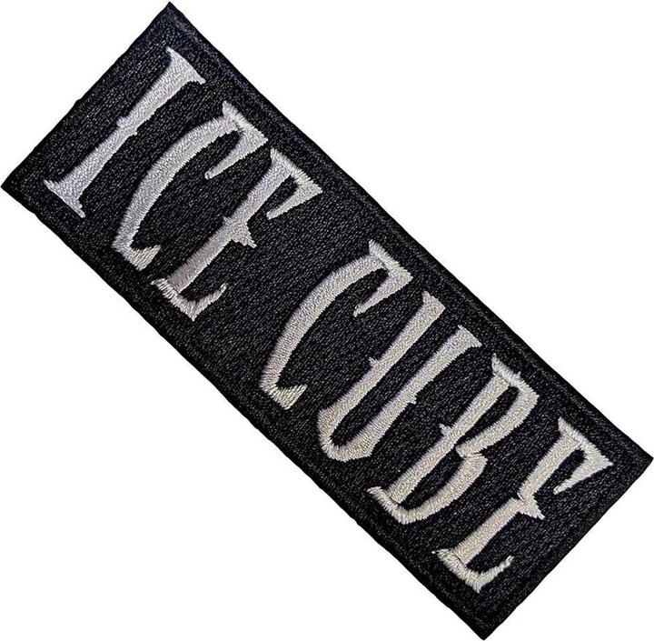 Actual product image Ice Cube Woven Logo Iron On Patch (8.80 x 3.20 cm)