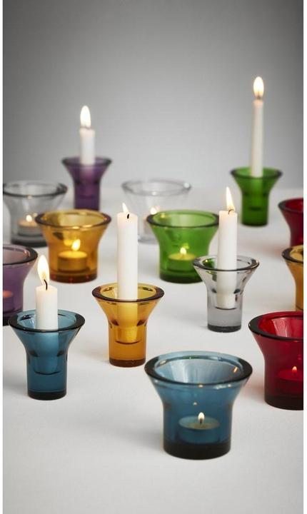 Produktbild Born in Sweden LUMI Kerzenhalter petrolblau aus Glas, rund, skandinavisches Design