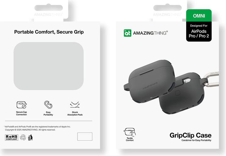 Image du produit Amazingthing Omni Case für AirPods Pro 2, Silikonhülle, Schwarz (Couvercle de l'étui de chargement)