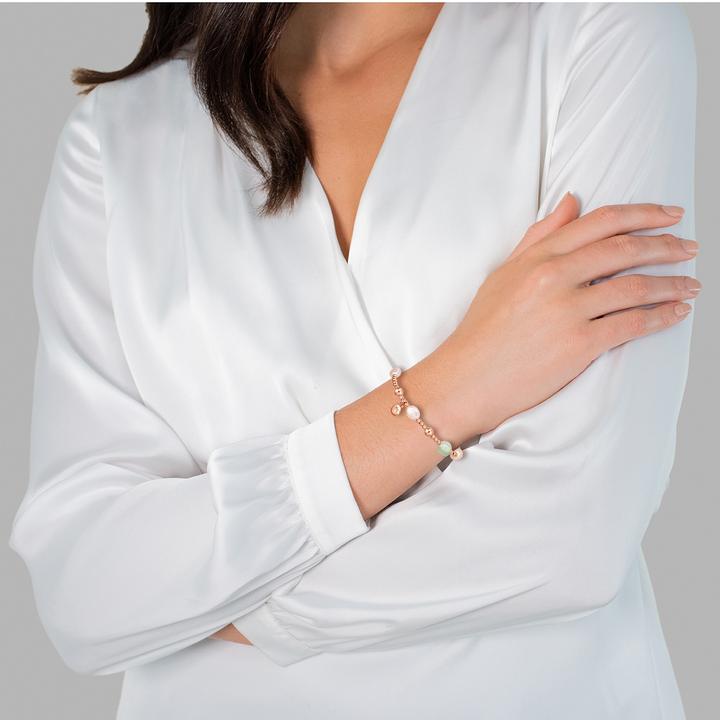 Produktbild Lulu & Jane Metall-Legierung Aquamarin Süsswasser-Zuchtperle roségold 20,0 - 22,0 cm - 33062 (22 cm, Metall-Legierung)