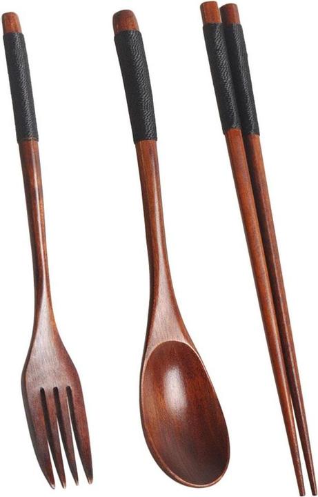Actual product image JTI Set of cutlery and chopsticks - wood (1 Piece, Chopsticks)