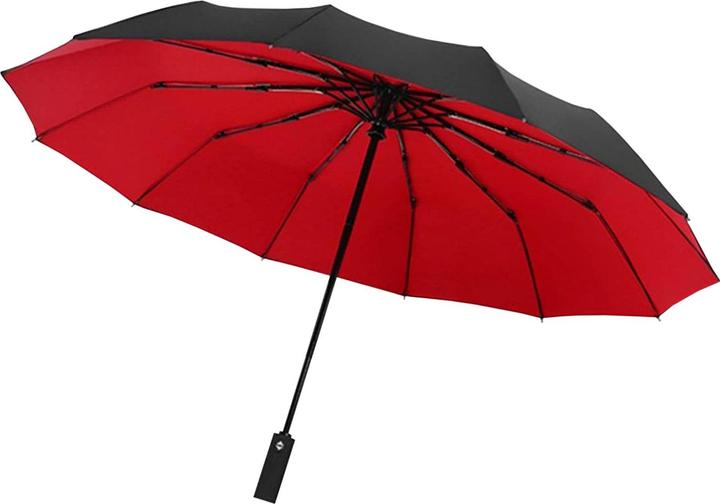 Produktbild JTI Regenschirm, kompakt - 105 cm - Schwarz / Rot