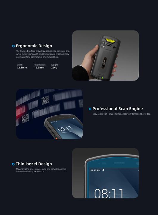 Image du produit Urovo CT58S,2.0GHz,2D,5.5",A12(GMS) (Codes à barres 2D)