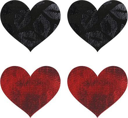 Produktbild Peekaboos Stolen Kisses Hearts Self Adhesive Pasties, Red/Black, Set of 2