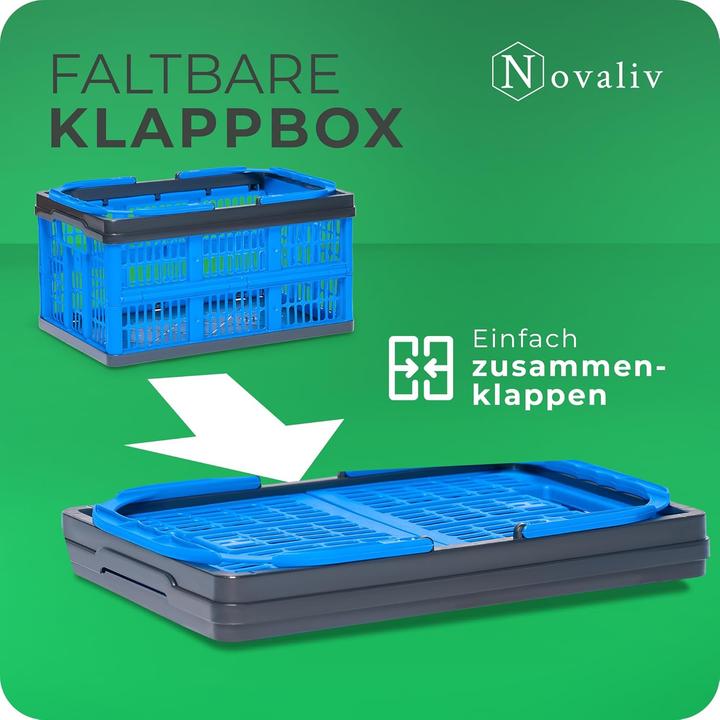 Image du produit Novaliv Klappbox Blau 2er Set - 16L Faltkorb mit Henkeln - Vielseitiger Einkaufskorb - Praktische Au (16 l)
