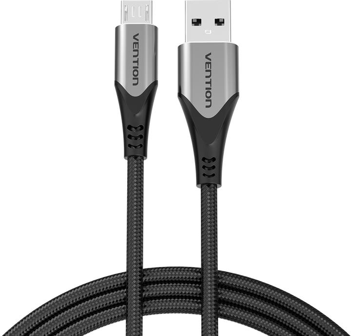 Actual product image Vention USB 2.0 Cable Type-A/ Micro USB Type-B, black/silver - 1m (1 m, USB 2.0, 60 W)