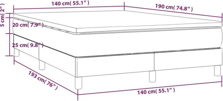 Produktbild vidaXL Boxspringbett (140 x 190 cm)